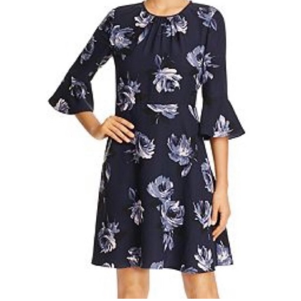 Kate Spade Navy Night Rose Crepe Dress